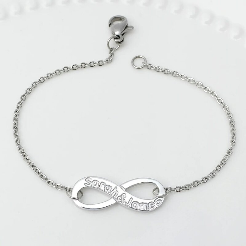Pulseira de infinito personalizada com nome, bracelete com duas nomes, pulseira de infinito com nome personalizado, presente para namorada, amantes, esposa