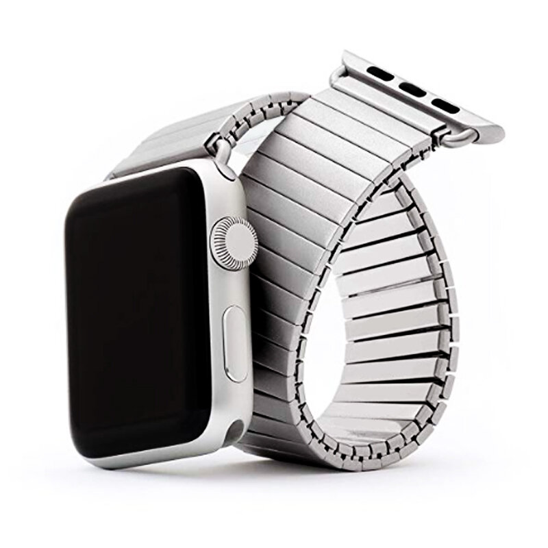 Correa de elasticidad para apple watch, banda de 44mm, 42mm, iwatch 38mm para 40mm y 6/5/4/3/2/se, pulsera de acero inoxidable