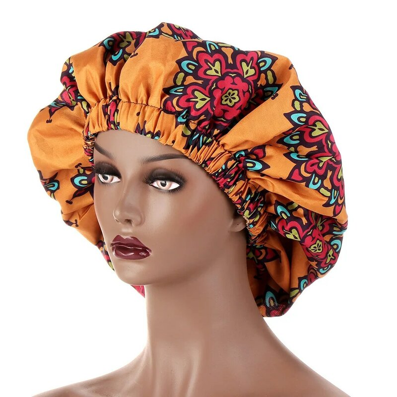 女性のサテンのナイトキャップ,伸縮性のあるヘアハット,調節可能なヘッドカバー,光沢のあるイスラムの帽子