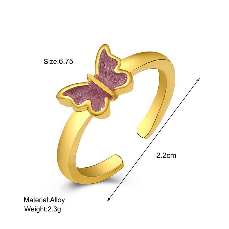 Anillo de mariposa de goteo creativo para mujer, anillo de dedo índice ajustable de apertura retro, anillo de articulación simple para mujer, anillos de compromiso