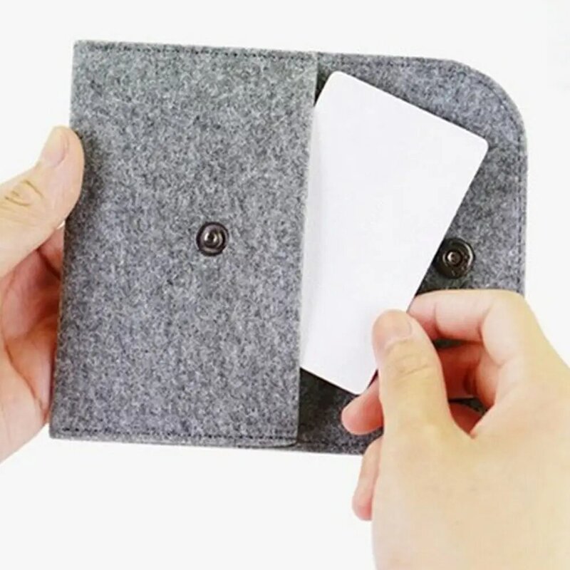 Thin Felt Wallet Square Coin Purse Credit Card Holder Wallet Men's ID Business Buckle Pouch Small Women's Clutch Free Shipping