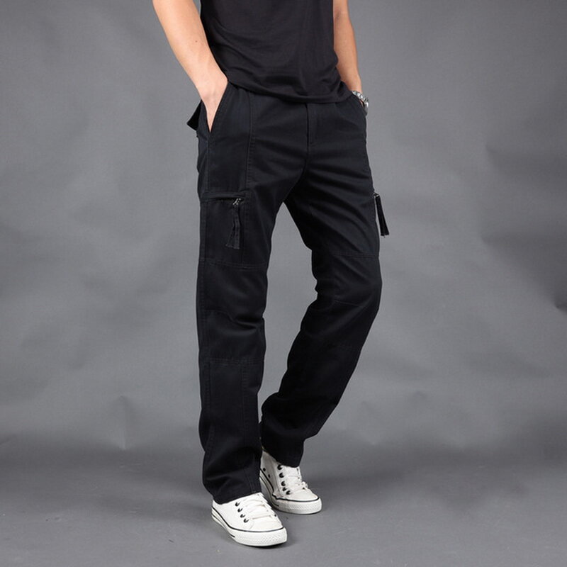 FALIZA nowe spodnie Cargo męskie Zipper boczne kieszenie bawełniane męskie styl wojskowy spodnie taktyczne znosić proste luźne spodnie PA50