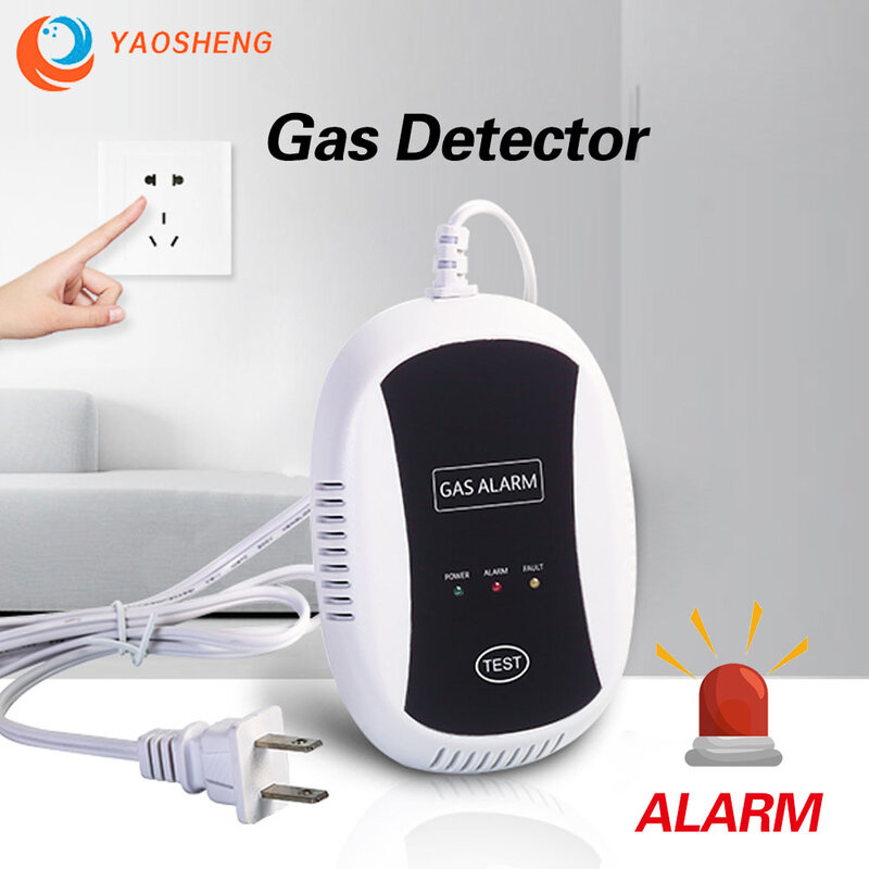 Yaosheng sem fio detector de gás natural alta sensível 80db aviso 433mhz sistema de segurança em casa inteligente vazamento de gás sensor