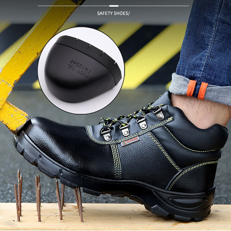 al aire libre para construcción resistentes a perforaciones Zapatos de seguridad con punta de acero para hombre para proteger los dedos de los pies botas de trabajo ligeras y transpirables 