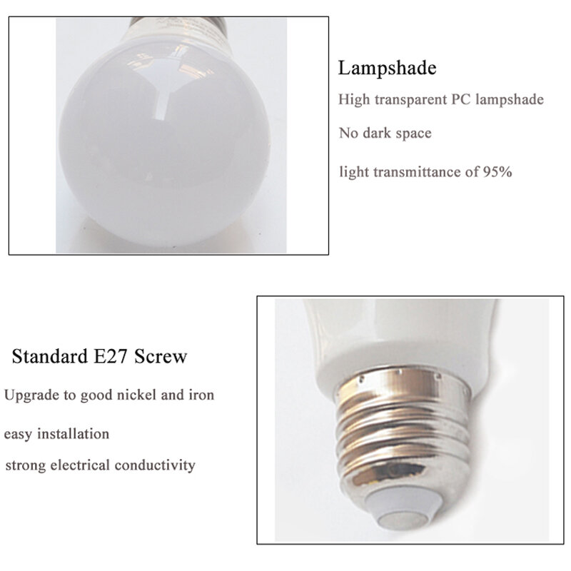 Led Bulb Lamps E27 110V 220V LED Large Screw Light Bulbs 3W 6W 9W 12W 15W 18W 21W SMD2835 LED Lights for Indoor Home