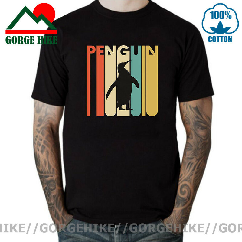 Retro Penguin Letter Printed T shirts Vintage Costume Cute Penguin T-Shirts Funny Animal Printing Tshirt Summer Casual Tee Shirt