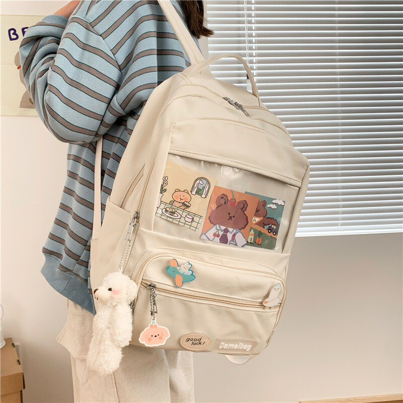 حقيبة ظهر للبنات لطيفة موضة 2021 حقيبة مدرسية كبيرة السعة للمراهقات حقيبة كتب مدرسية كورية للبنات