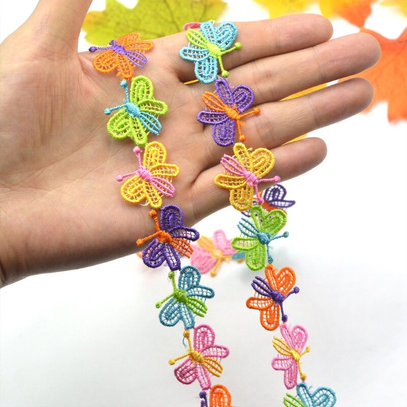 15 ярдов цветная кружевная тесьма в виде бабочки, лента для рукоделия, швейная вышитая аппликация L41B