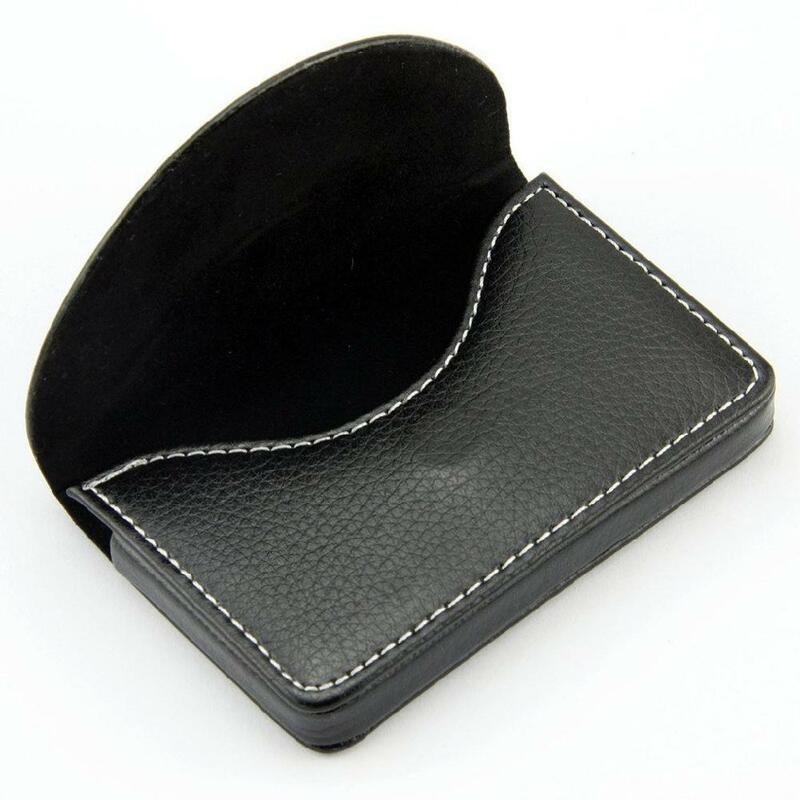 Черный кожаный бумажник для карт/держатель с магнитной застежкой