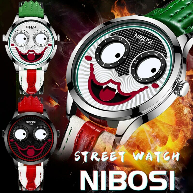 Nibosi-男性用高級クォーツ時計,新しいスタイル,大きな目,回転する個性,ファッショナブルな革の時計,ケース付き,2021