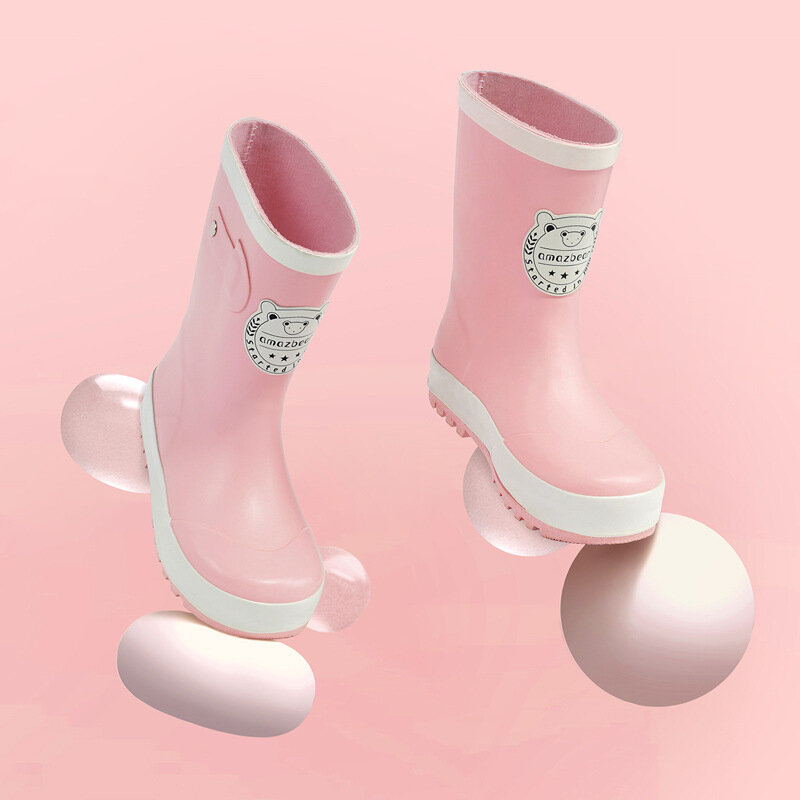 Botas de goma de protección para niños, cubierta de zapatos de lluvia rosa para niños, moda, zapatos de lluvia genlaarsnes Kinderen LL50YX