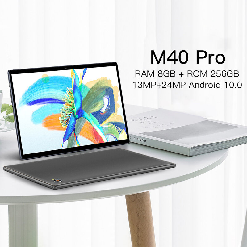 M40 Pro แท็บเล็ต10นิ้ว Android Tablet Pc 8GB + 256GB Tablete Android 10 Core แท็บเล็ต GPS dual Call Wifi 5G แท็บเล็ตพีซี
