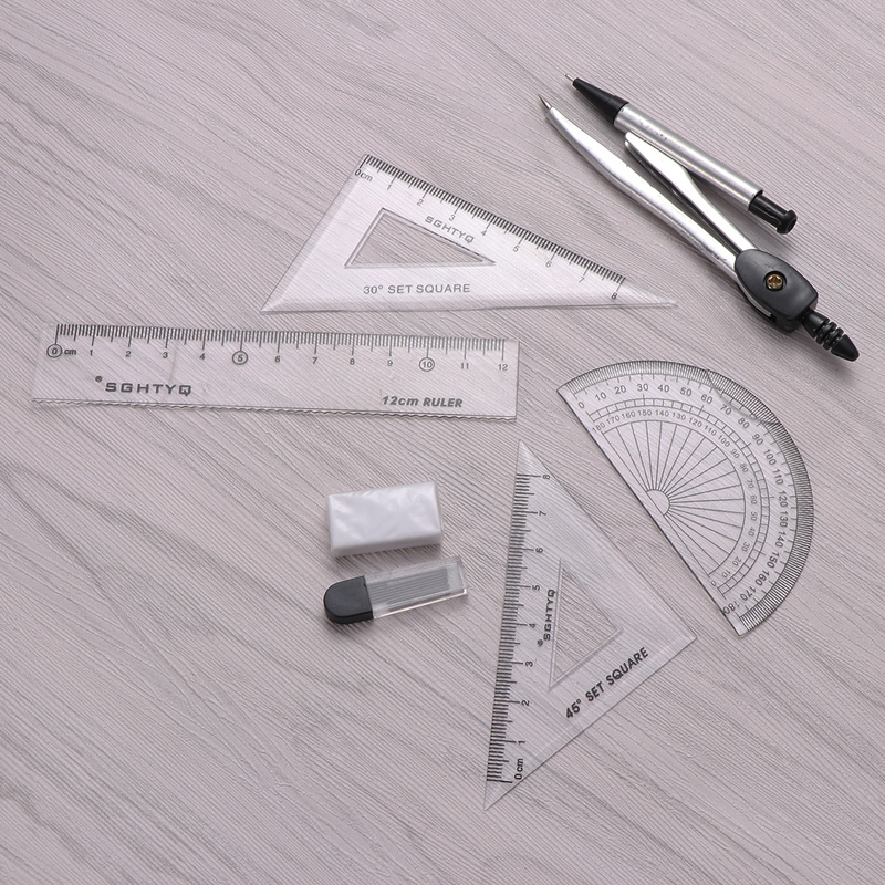 Compasso conjunto geometria ferramenta de desenho com divisor transferidor régua lápis chumbo borracha