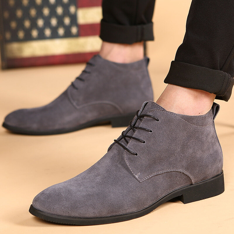 2021 new trend British men's shoes pointed toe leather boots Korean casual boots large size male Martin boots winter boots ZZ427
