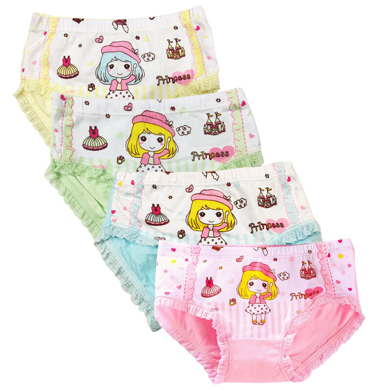 Culottes de princesse pour filles, sous-vêtements mignons pour jeunes enfants de 3 à 11 ans, 4 pièces/paquet