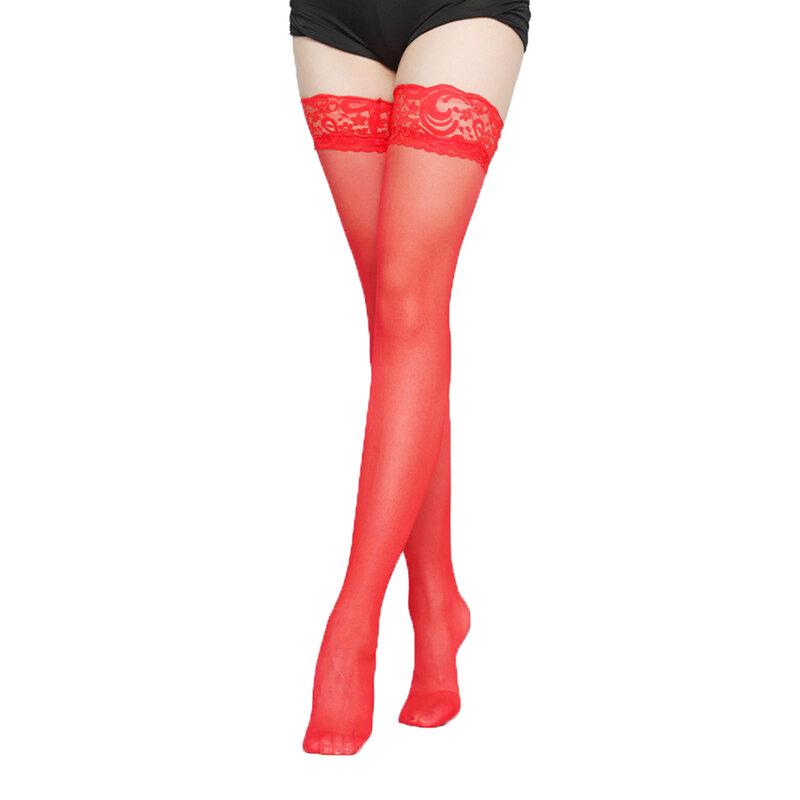Calze Sexy trasparenti da donna calze autoreggenti in pizzo calze alte sopra le calze al ginocchio nightclub collant calcetine