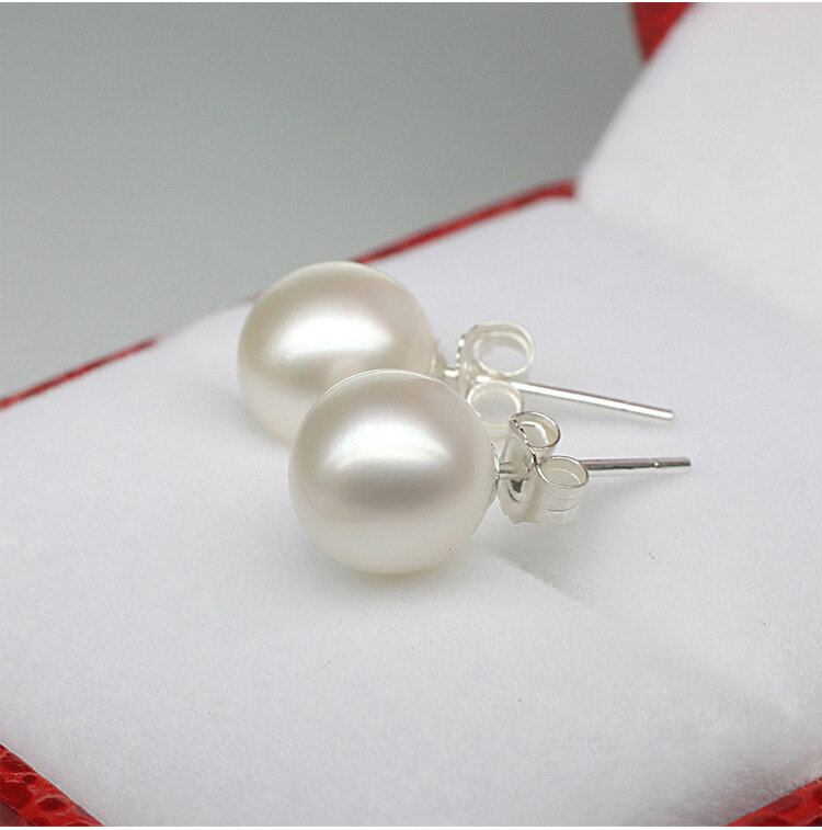 2021 Fashion Office 925 Sterling Silver 8mm Bread Ball Freshwater Cultured Pearl Jewelry Stud Earrings for Women Wedding Gift