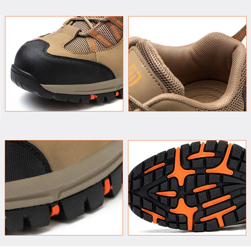2022 sapatos de trabalho masculino botas de segurança ao ar livre sapatos de trekking de malha não-deslizamento sapatos resistentes ao desgaste masculino botas de caminhada dropshipping