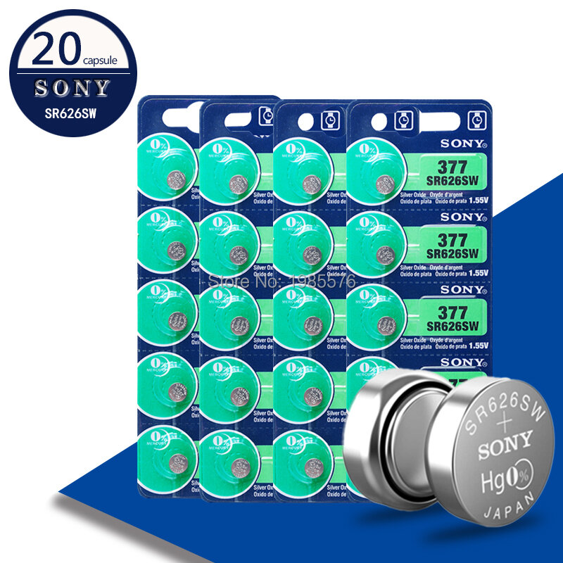 20 sztuk dla SONY 1.55V AG4 377A 377 LR66 LR626 SR626SW SR66 AG4 AG 4 baterie guzikowe dla zegarek zabawki... komórkowy bateria moneta