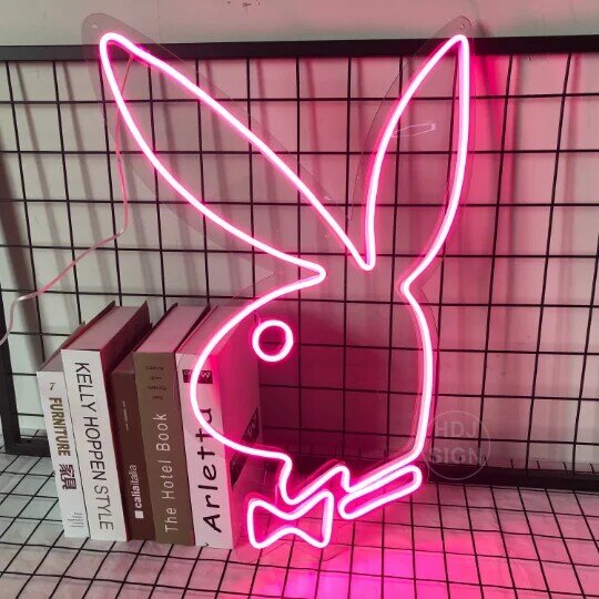 العرف بلاي بوي الأرنب LED النيون تسجيل ضوء جدار ديكور لشريط غرفة المعيشة التصميم الداخلي ضوء النيون هدية لصديق