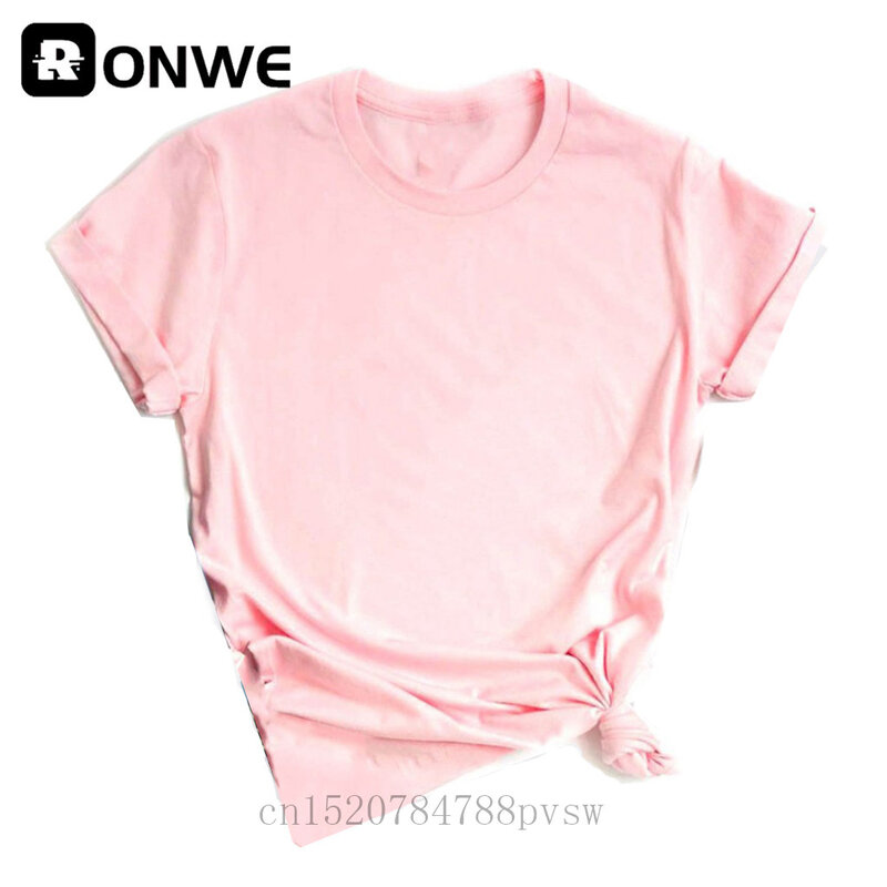 Lato kobiety biały czarny różowy szary T shirt dziewczyna śmieszne Harajuku Lady jednolite topy Tee ubrania damskie