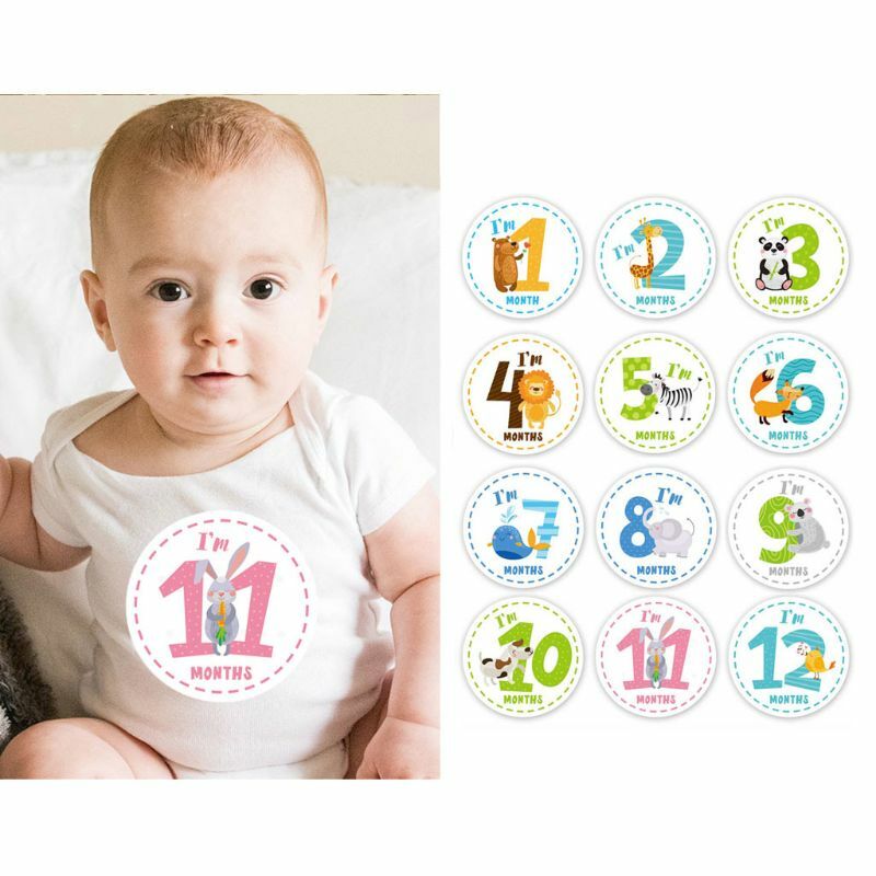 12 unidsset Tarjeta de mes bebé mensual fotos de recién nacido dive 