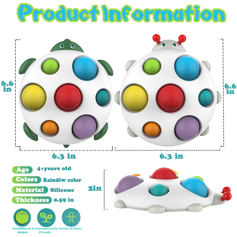 Einfache Dimple Sensorischen Zappeln Spielzeug Regenbogen Push Popp Blase mit 3D Marienkäfer Silikon Flipping Board für Kinder & Erwachsene Relief stress
