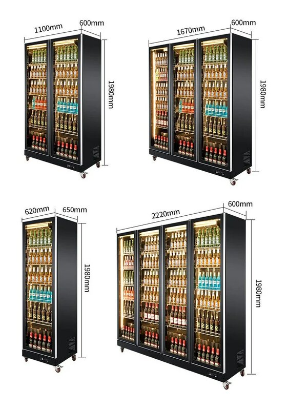 Abitudine verticale del congelatore dell'esposizione di barra del frigorifero di conservazione fresca delle porte del dolce quattro del fiore della bevanda congelata commerciale 110V/220V