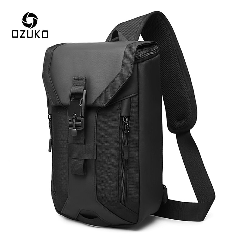 OZUKO Fashion Men Chest Bag Multi-layer Crossbody Bags Waterproof Male Sling Messenger Bag for Teenagers Mens Outdoor Chest Pack