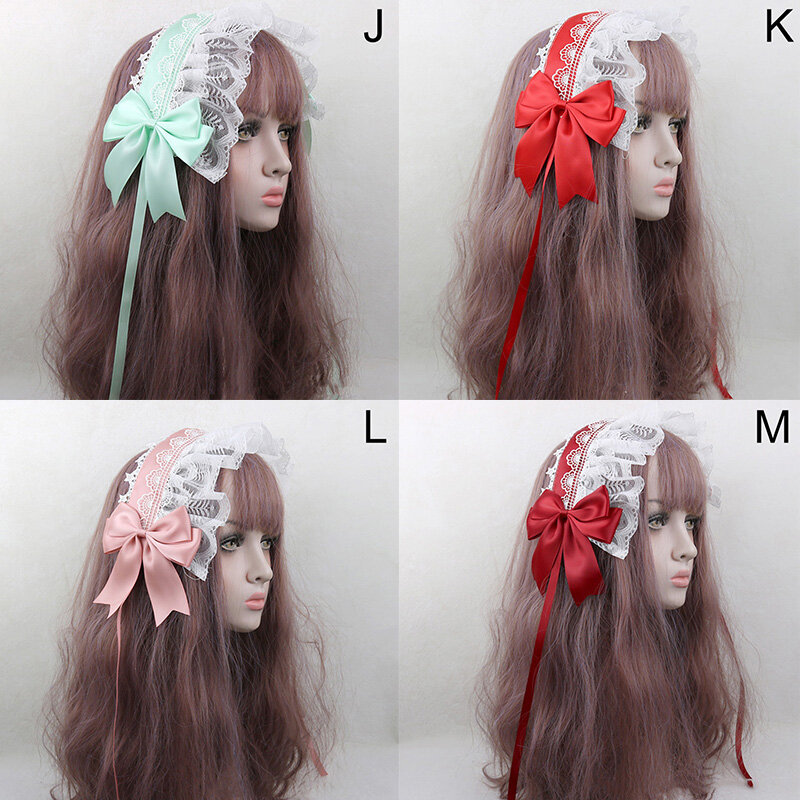 Nastri di pizzo Bowknot fascia Cosplay copricapo carino giapponese dolce bella fascia per capelli Lolita cameriera accessori per capelli Cosplay