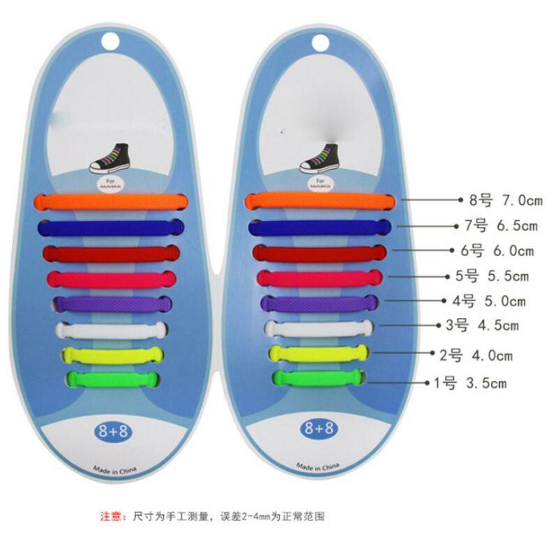 16 pçs cadarços de silicone especial sem laço cadarços de sapato preguiçoso elástico para homens todas as sapatilhas em forma de cinta sapato laço