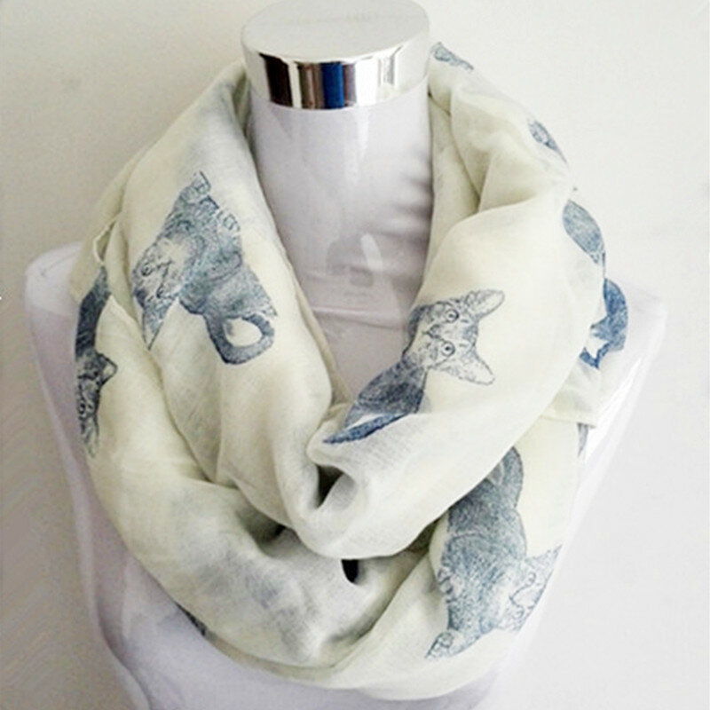 Бесплатная доставка, Женский Осенний шарф, большой платок для женщин, бесконечный шарф, персидский шарф с котом, кольцевые шарфы