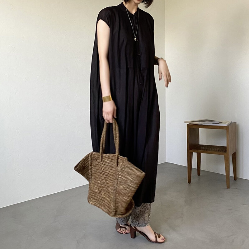 Black Long Shirt Elegant Women Summer Clothing Simple Design Pullover Maxi Tops 2021 Japanese Korean Tunic Oversized Blouses
