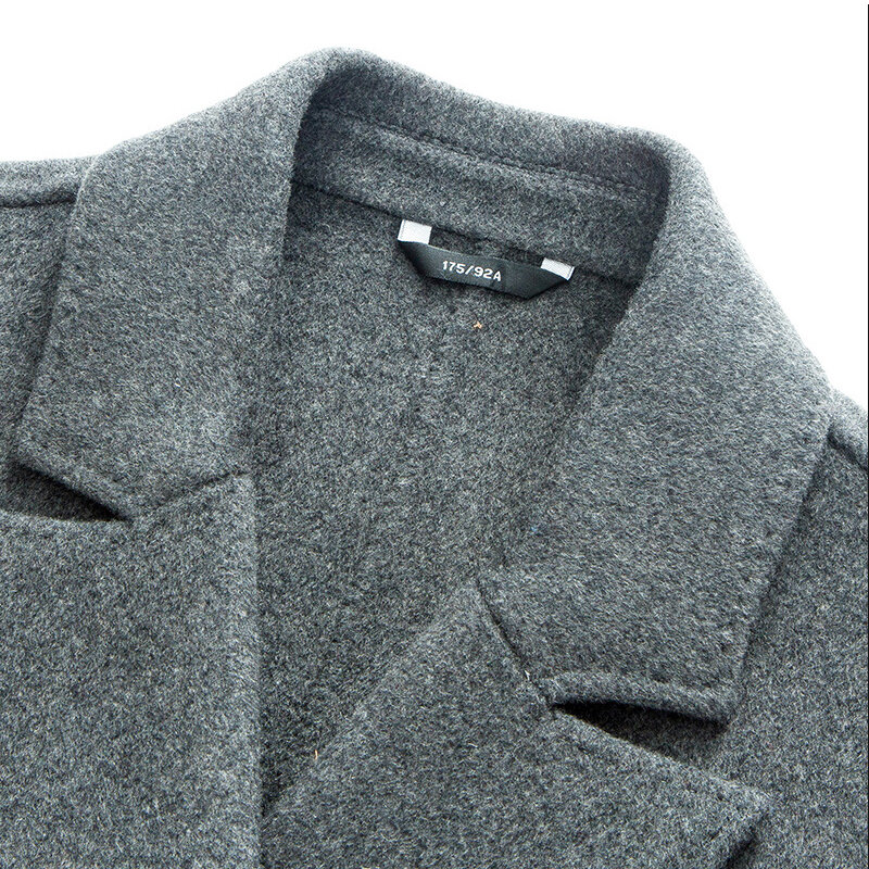 Holyrising-abrigo de lana para hombre, prenda superlarga de doble botonadura, cosida a mano, de invierno, 19040 a 5