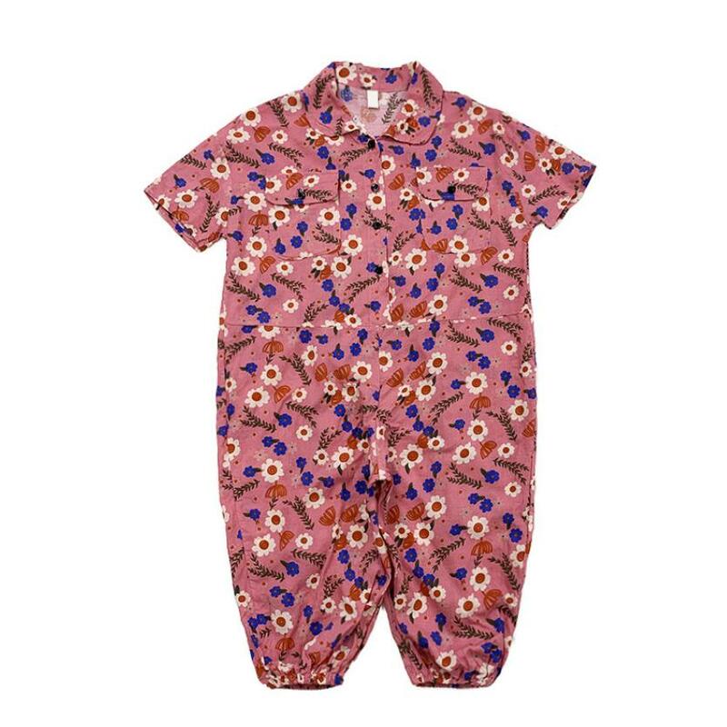 Baby Girl And Boys Print Jumpsuits 2021 Summer New Short Sleeve Overalls Children Pants  Teenage Jumpsuits For 6-16Y WZ253