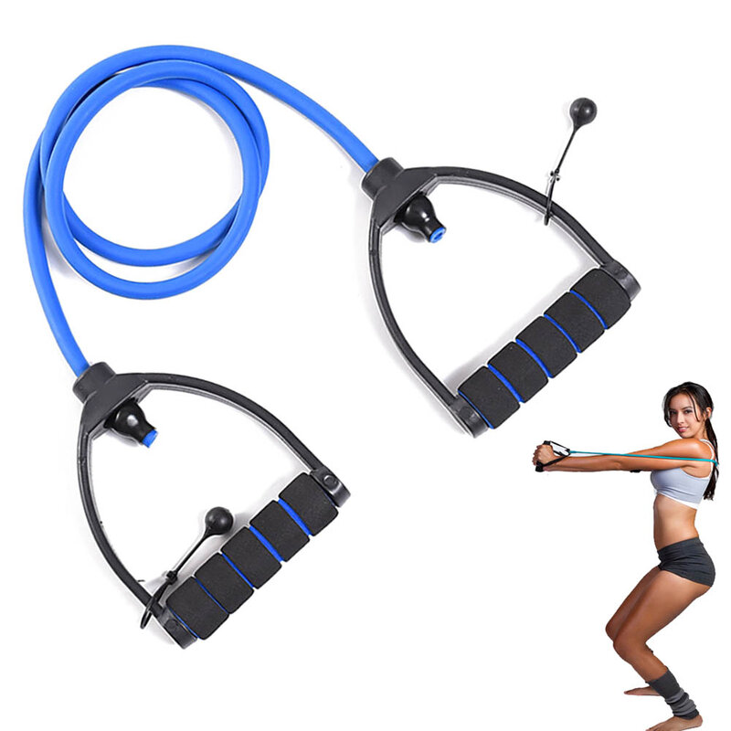 Bandas para hacer ejercicio de resistencia, tubo de ejercicio elástico, cuerda de tracción para Yoga, equipo deportivo, cuerda de Rally de 25 libras (azul)