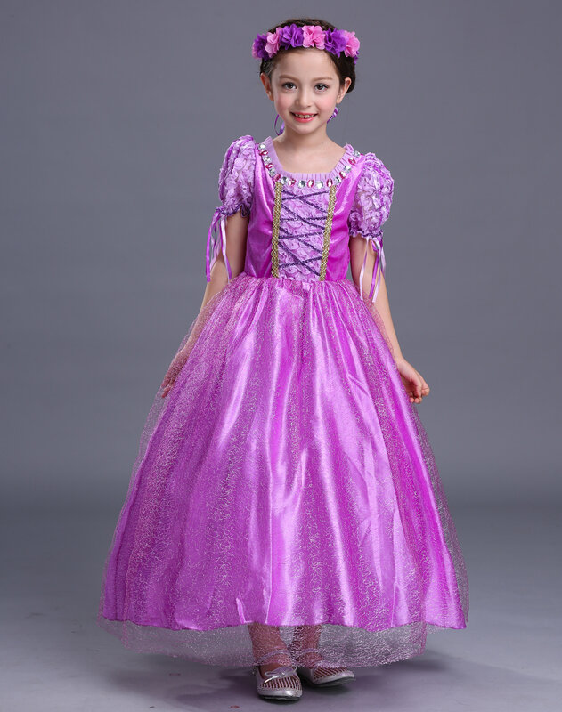 เด็กCarnivalเครื่องแต่งกายฮาโลวีนสาวRapunzelคอสเพลย์เด็กTangled Rapunzelชุดวันเกิด