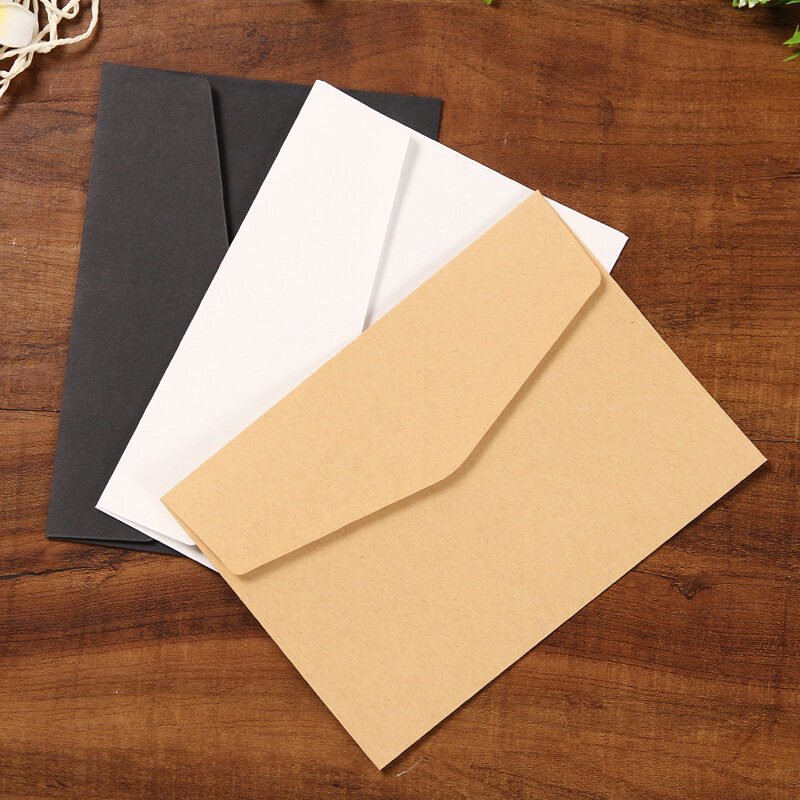 (10 części/partia) 12*17cm czarny biały Kraft jednokolorowe puste koperty kartka z życzeniami pocztówki koperty
