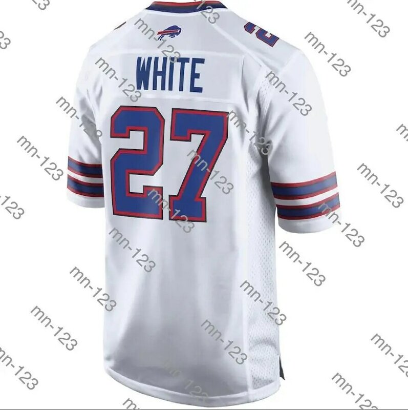 Bordado camisa americana treous davious branco masculino feminino miúdo juventude branco buffalo camisa de futebol
