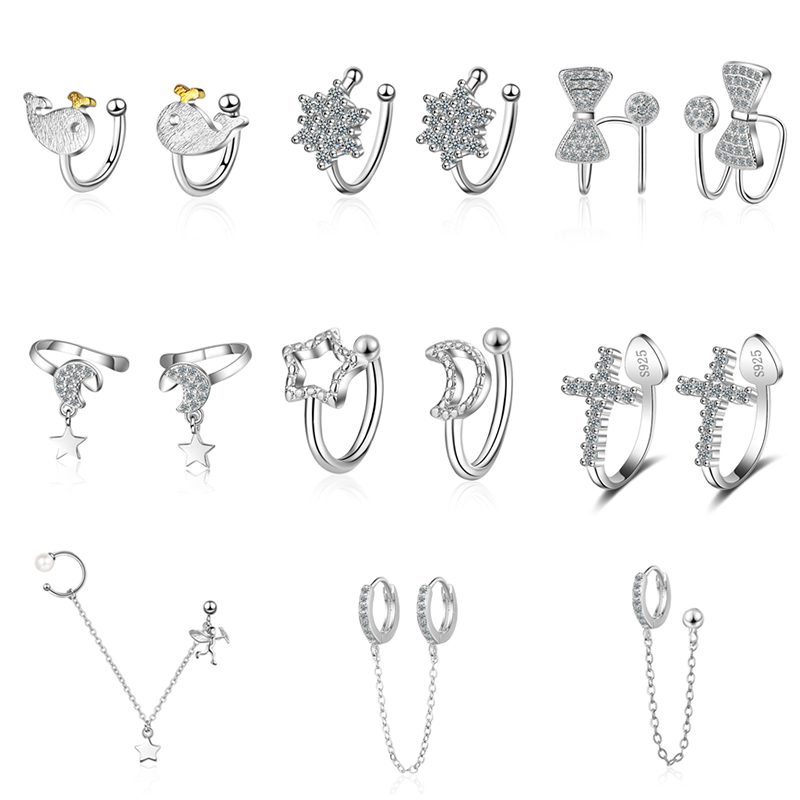 2020 Pircing Ear Earcuff Tassel 큐빅 지르콘 클립 여성용 귀걸이 소녀 선물 귀걸이 Pircing Jewelry pendiente