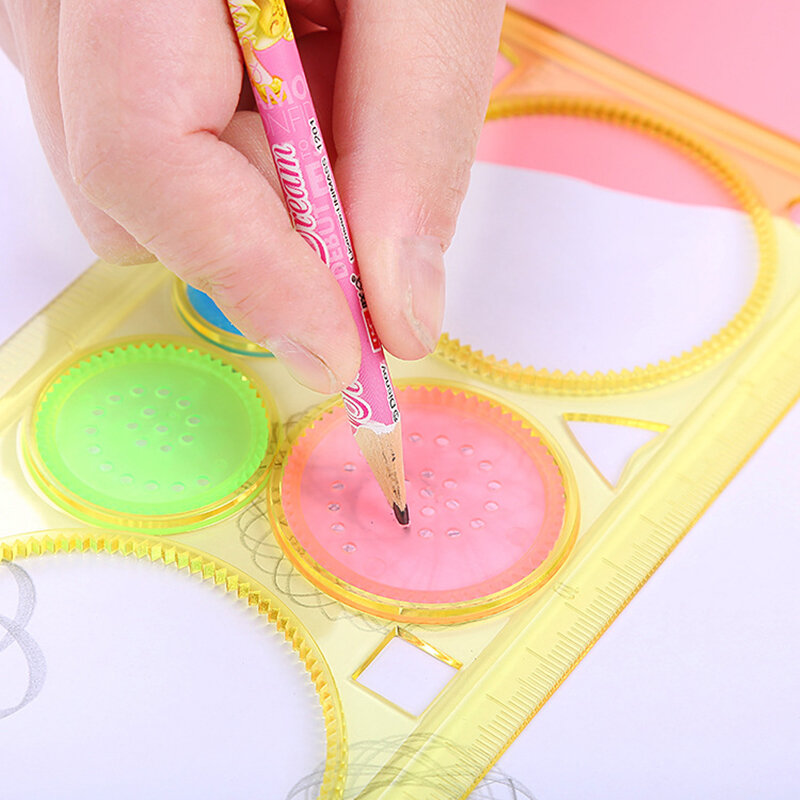 Multifunctional Kaleidoscope Variety Painting Board Ruler Kindergarten Student  Stationery Curved Drawing Ruler