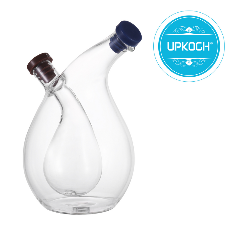 UPKOCH 2-in-1 Dual Usage Dispenser Leakproof High Temperature Resistance Oil and Vinegar Bottle Double Pourer Spout Stopper for