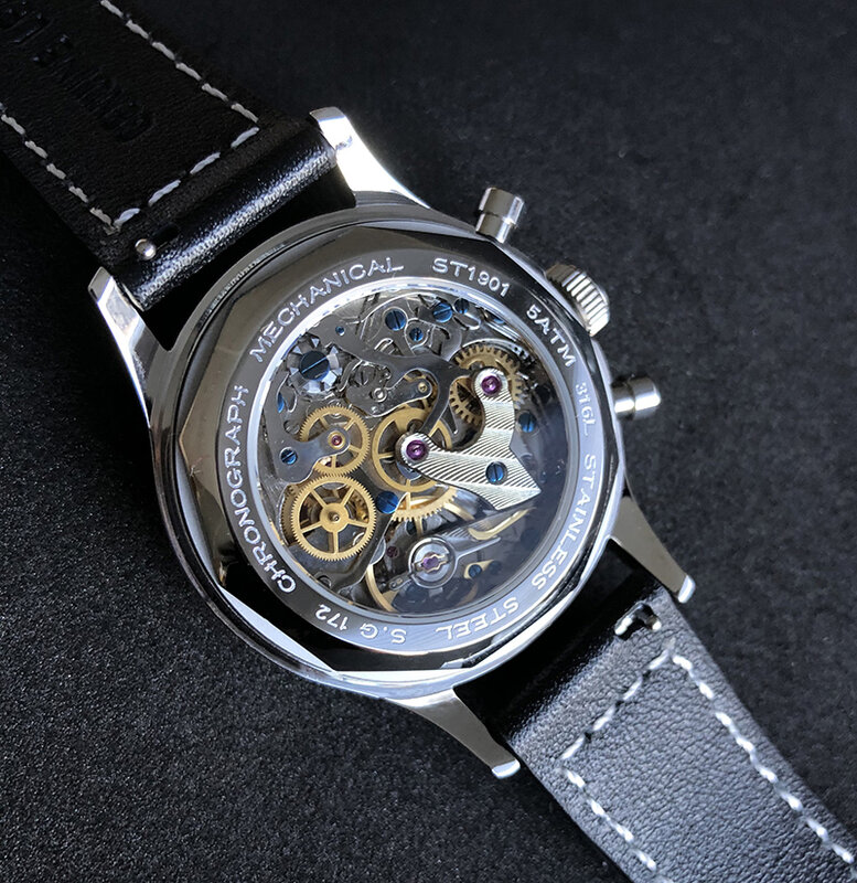 Sugess 1963 cronógrafo safira relógio masculino movimento gaivota mecânica st1901gooseneck relógio para homem 38mm 40mm piloto luminoso