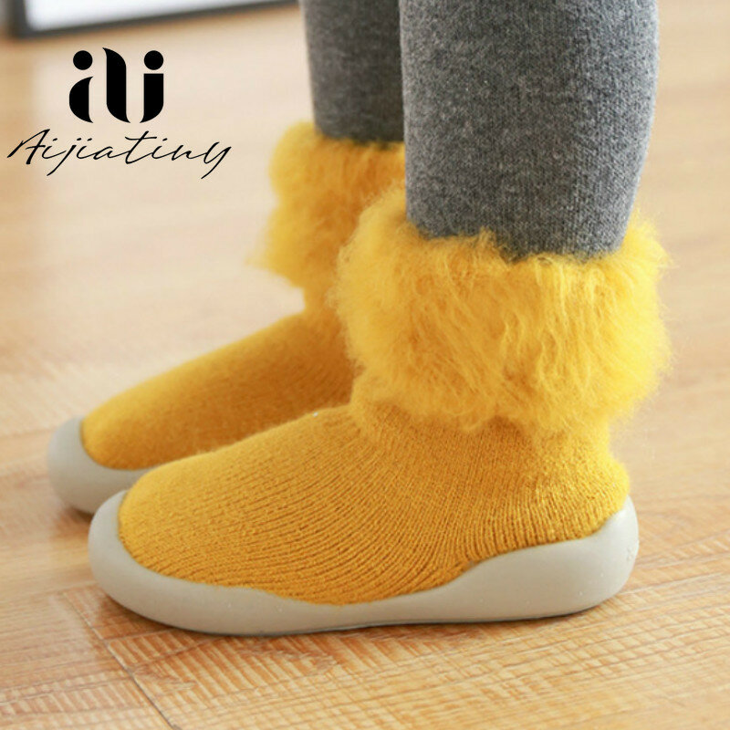New Autumn plus velvet thickening baby floor socks non-slip baby toddler shoes rubber bottom baby floor shoes winter