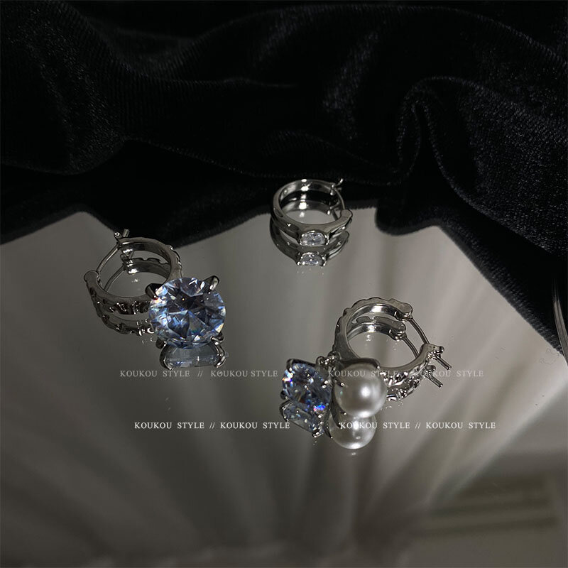 Boucles d'oreilles en diamant pour femmes et jeunes filles, en Zircon et perles, tendance, asymétriques, nouveauté 2021