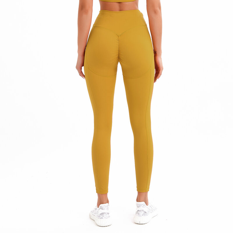Pantalon de Yoga couleur chair pour femmes, collant de Fitness, taille haute, vêtements de sport, course à pied, cyclisme en plein air