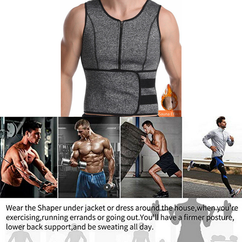 Body Shaper Men Vest Neoprene Waist Trainer Slimming Shirt Sauna Vest Plus Size Undershirt Workout Tank Top Fat Burner Shapewear
