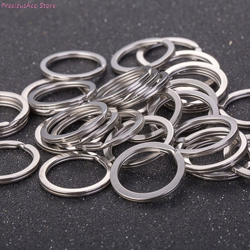 Portallaves de plata pulida, 10 Uds., anillo dividido, llavero, lazo de aro DIY