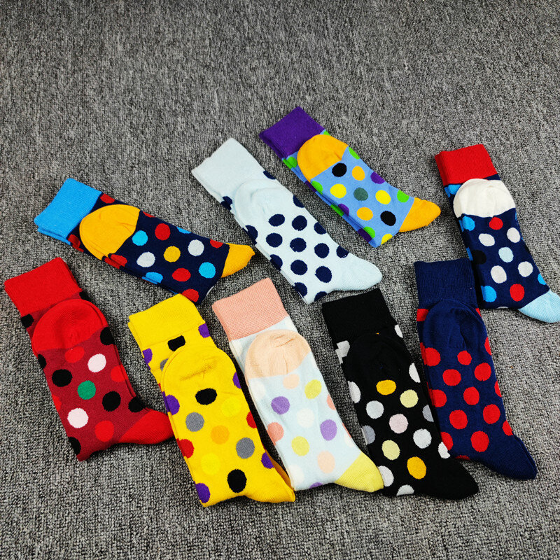 5 pares de senhoras alta tubo polka dot padrão meias de algodão casual casa meias