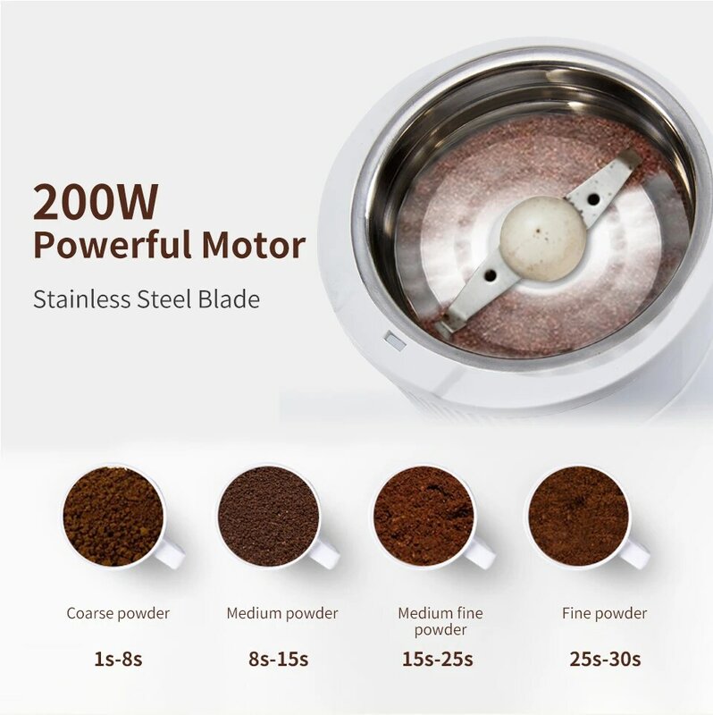 Devisib Kaffeemühle elektrische 50g mit Edelstahl klinge und Schüssel bürste einschl ießlich für die Herstellung von Bohnen Nüssen Gewürz zucker körner